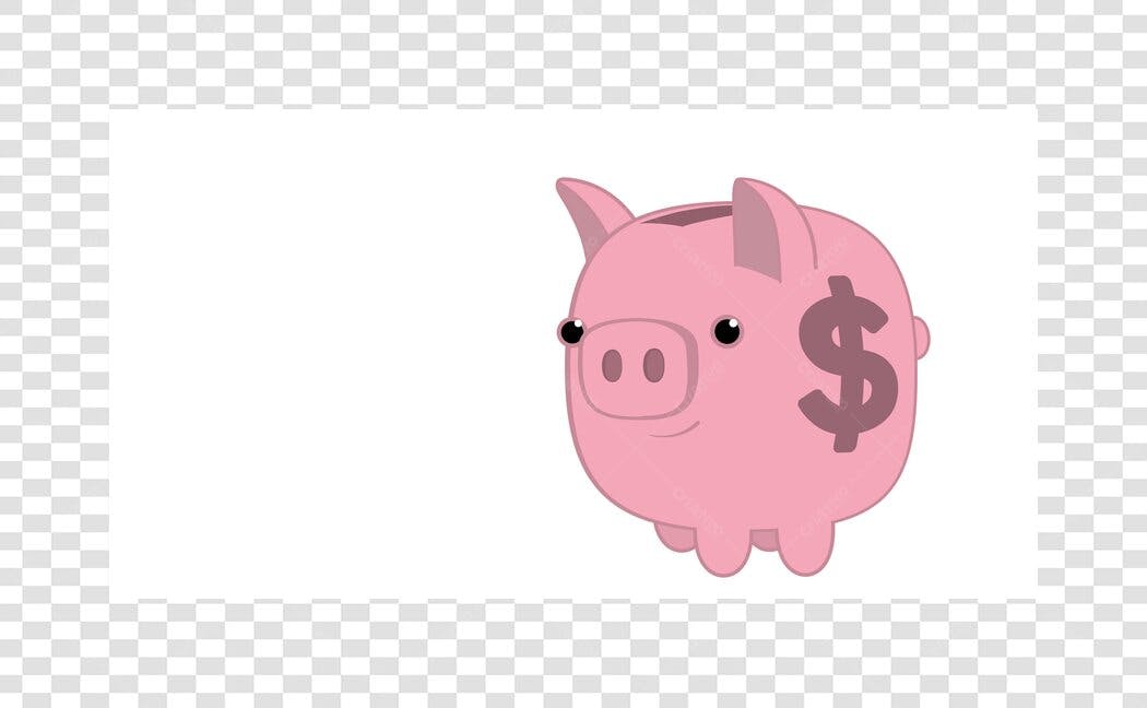 Ilustração Porquinho Dinheiro Economia Financeira PNG Fundo Transparente