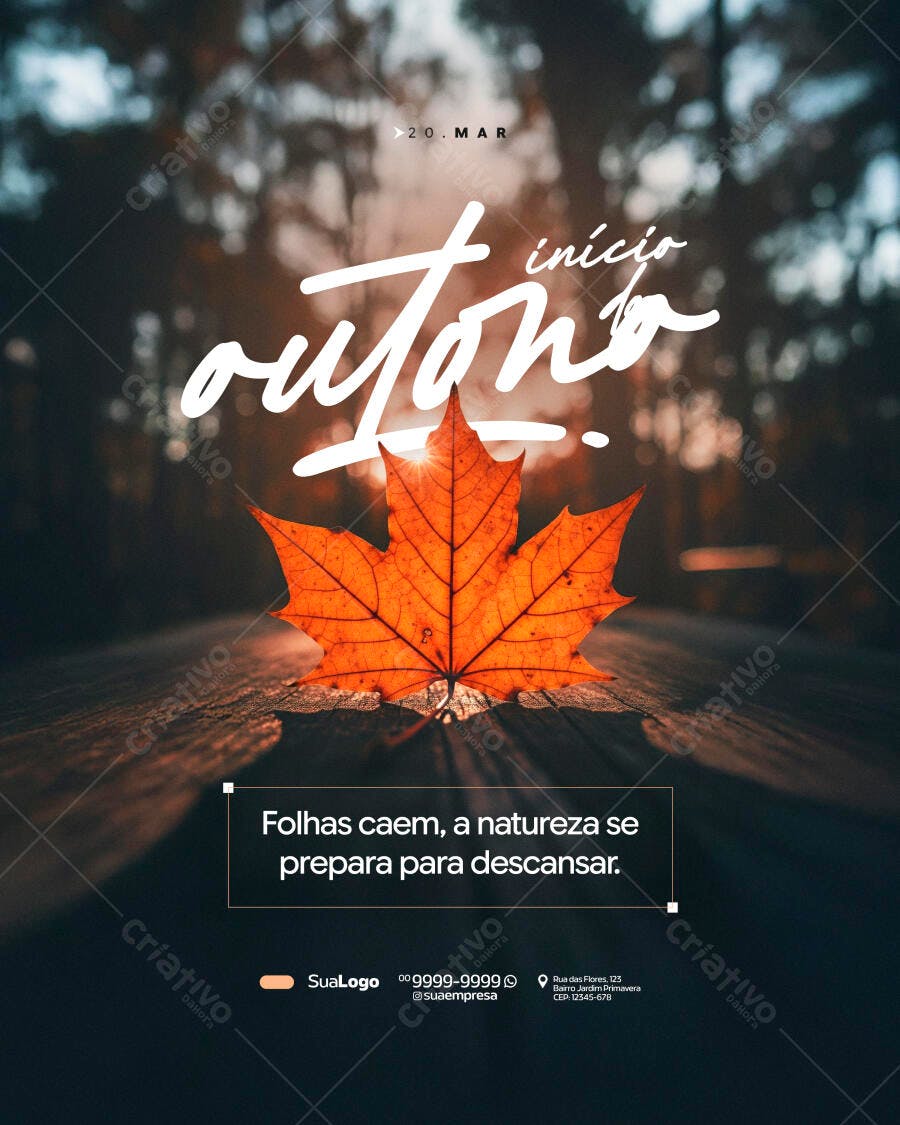 Post Instagram Início Outono 20 de Março PSD Editável