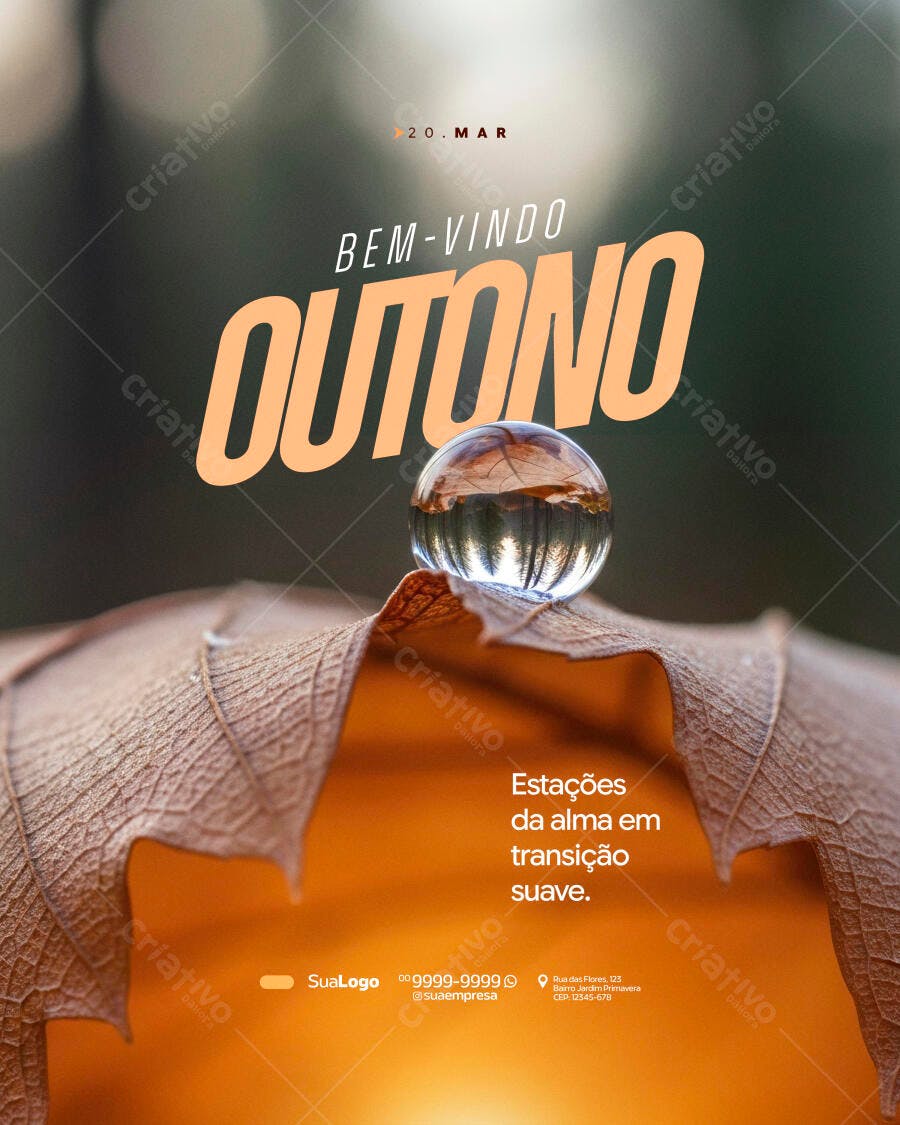 Post Instagram Bem-Vindo Outono Outubro Rosa PSD Editável