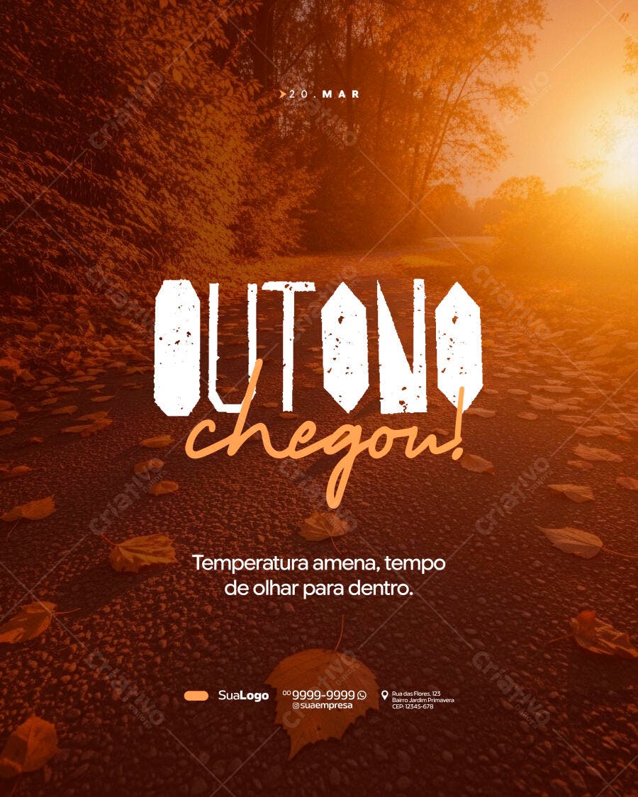 Post Instagram Outono Chegou PSD Editável