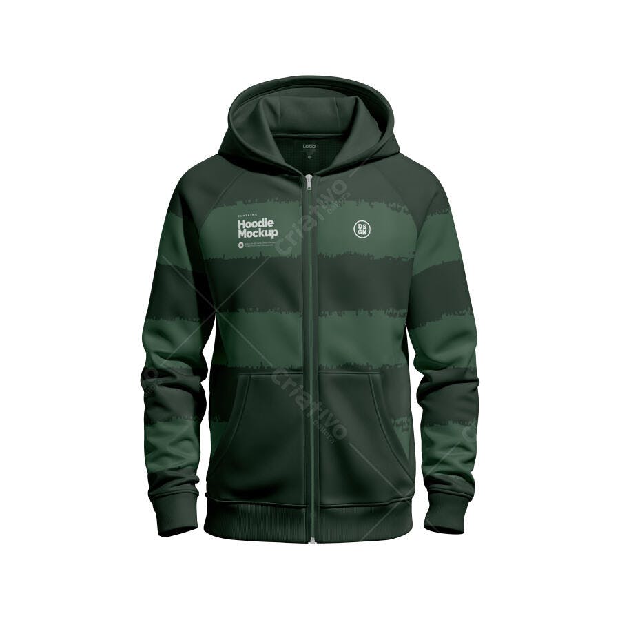 Mockup Hoodie Moletom Masculino Zíper Frontal Editável
