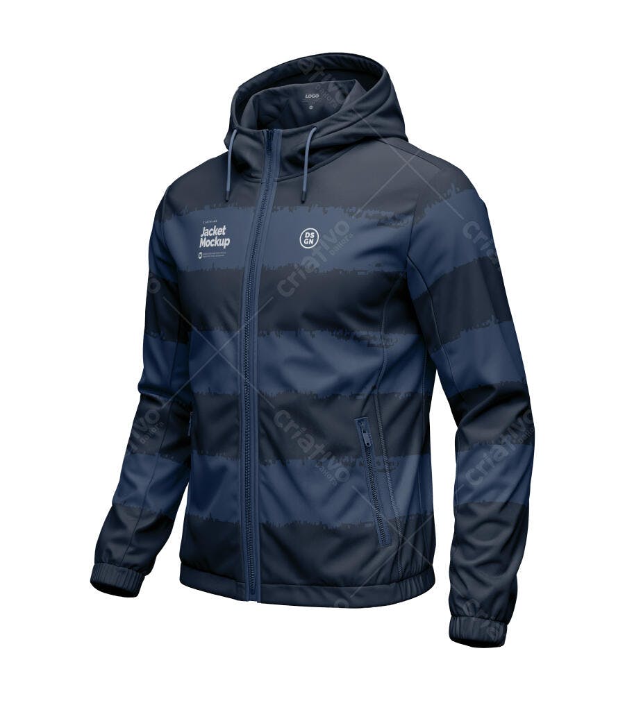 Mockup Jaqueta Corta Vento Masculina Fundo Branco Editável