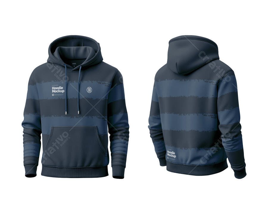 Mockup Moletom Canguru Masculino Frente e Verso Editável