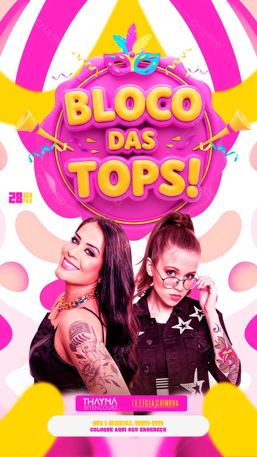 Story Instagram Bloco das Tops Carnaval Fevereiro PSD Editável