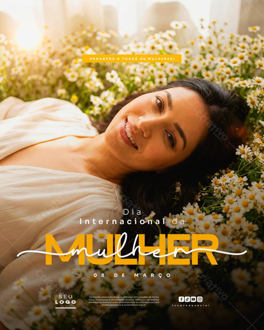 Post Instagram Dia Internacional da Mulher 8 de Março PSD Editável