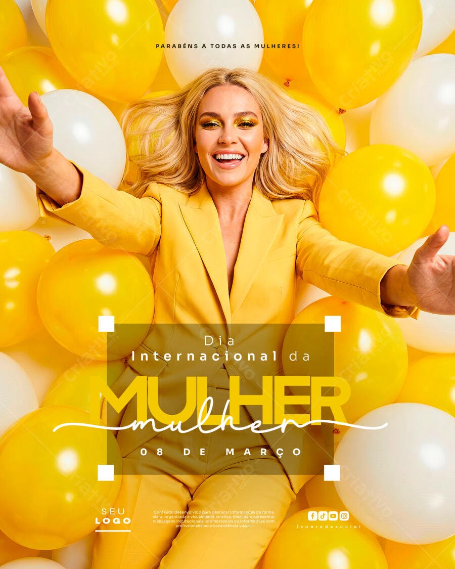 Post Instagram Dia Internacional da Mulher 8 de Março PSD Editável