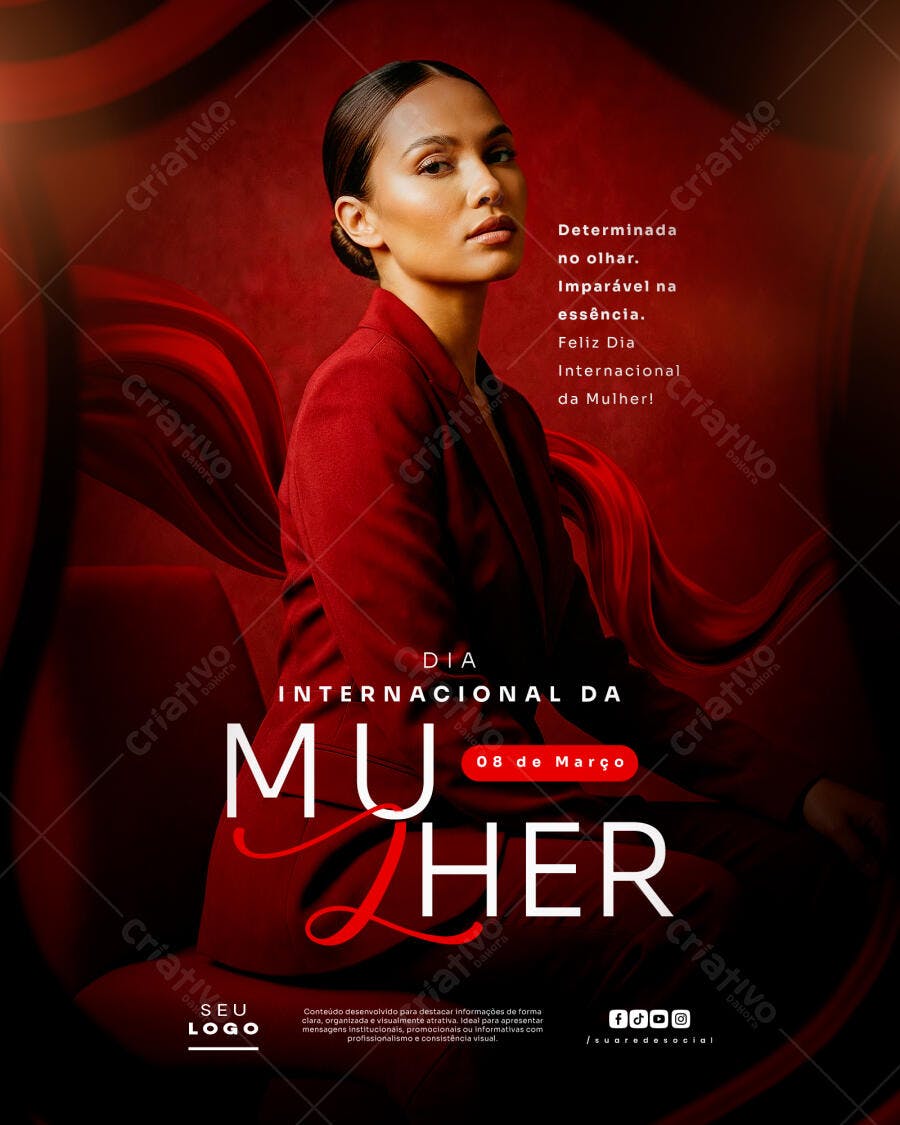 Post Instagram Dia Internacional da Mulher 8 de Março PSD Editável