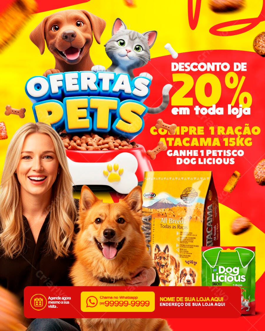 Flyer Ofertas Pet Shop Promoção PSD Editável