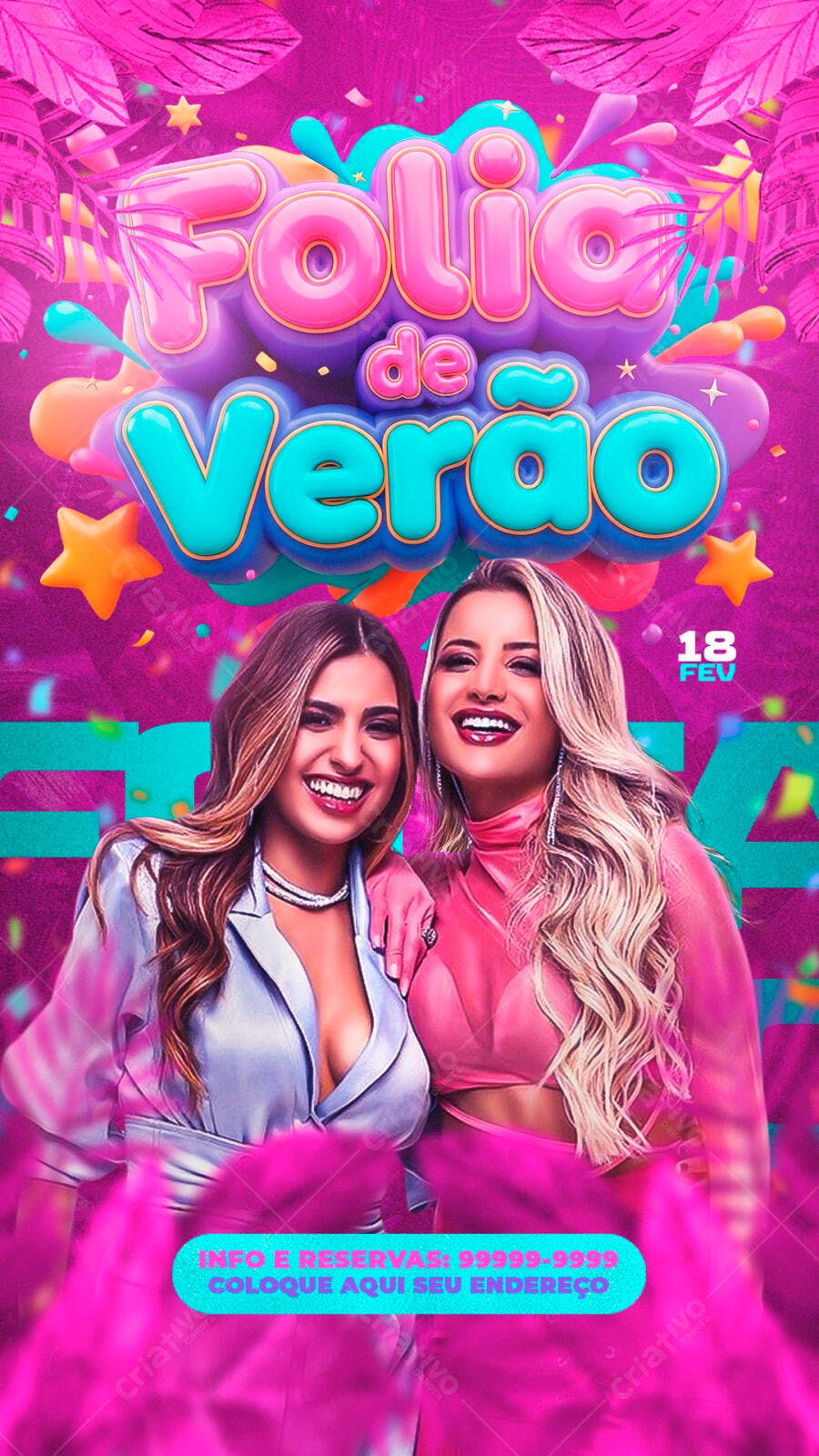 Story Folia de Verão Carnaval Fevereiro PSD Editável