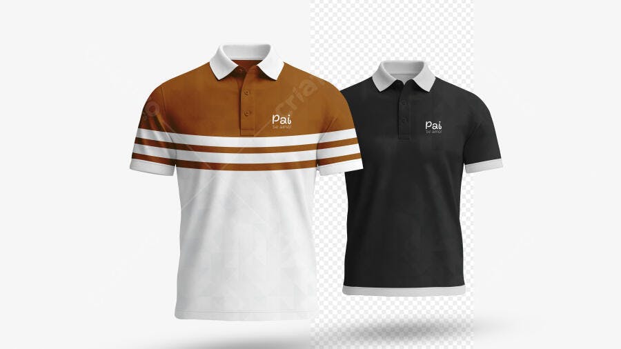 Mockup Camiseta Polo Masculina Frente Fundo Branco Editável