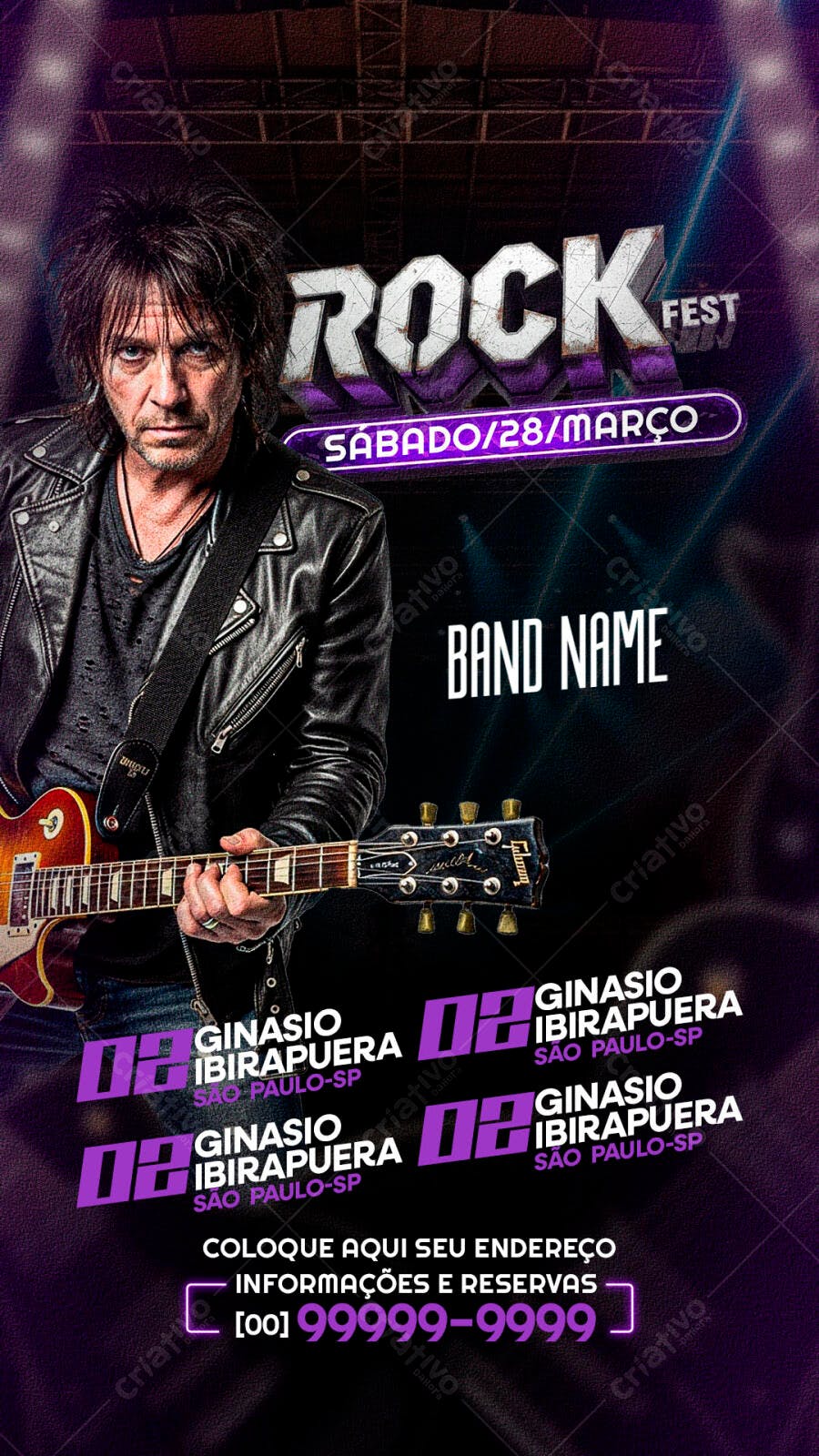 Flyer Rock Fest Show de Banda Evento PSD Editável