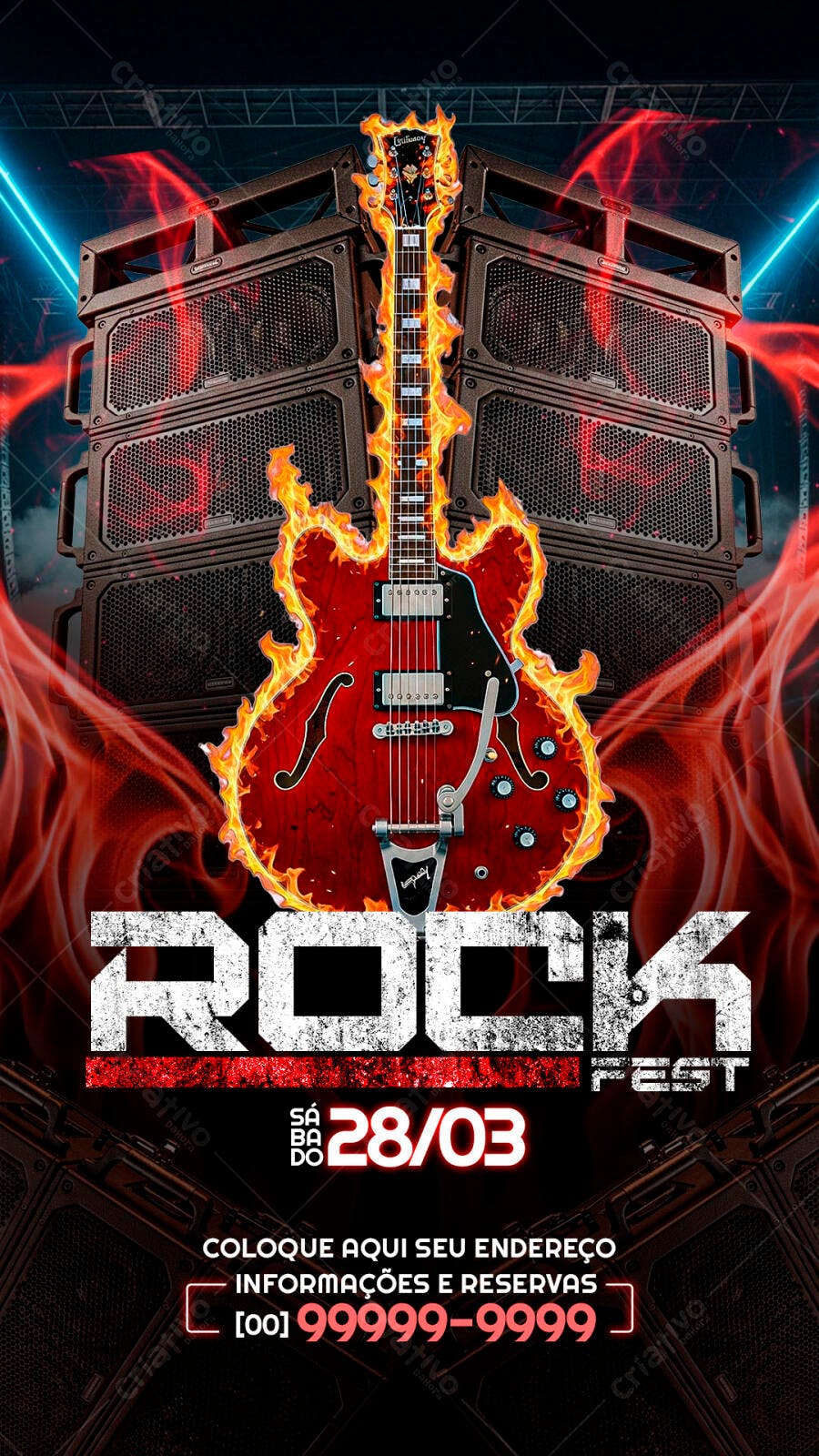 Flyer Rock Fest Evento Musical PSD Editável