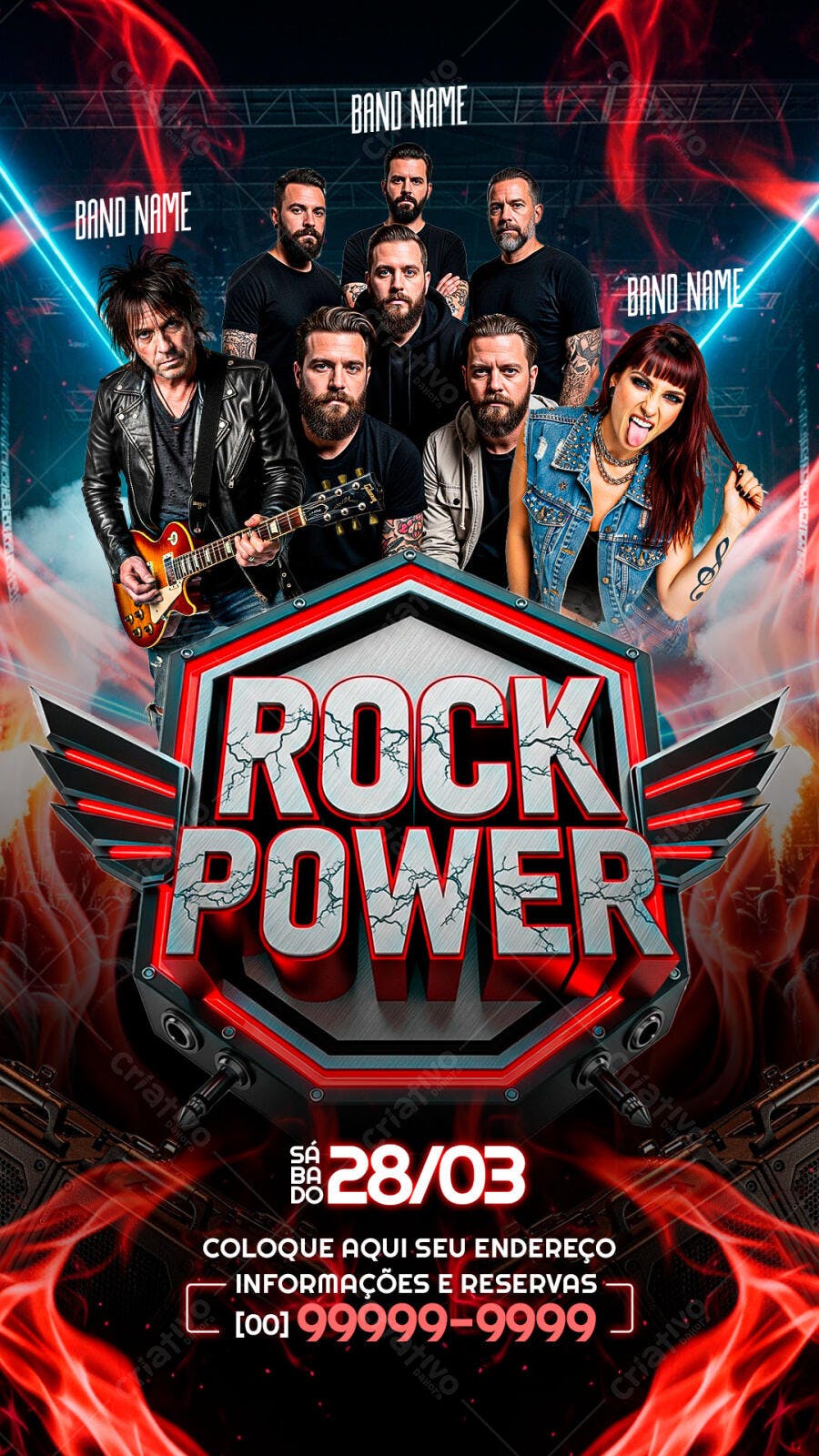 Flyer Show Rock Power Evento Musical PSD Editável