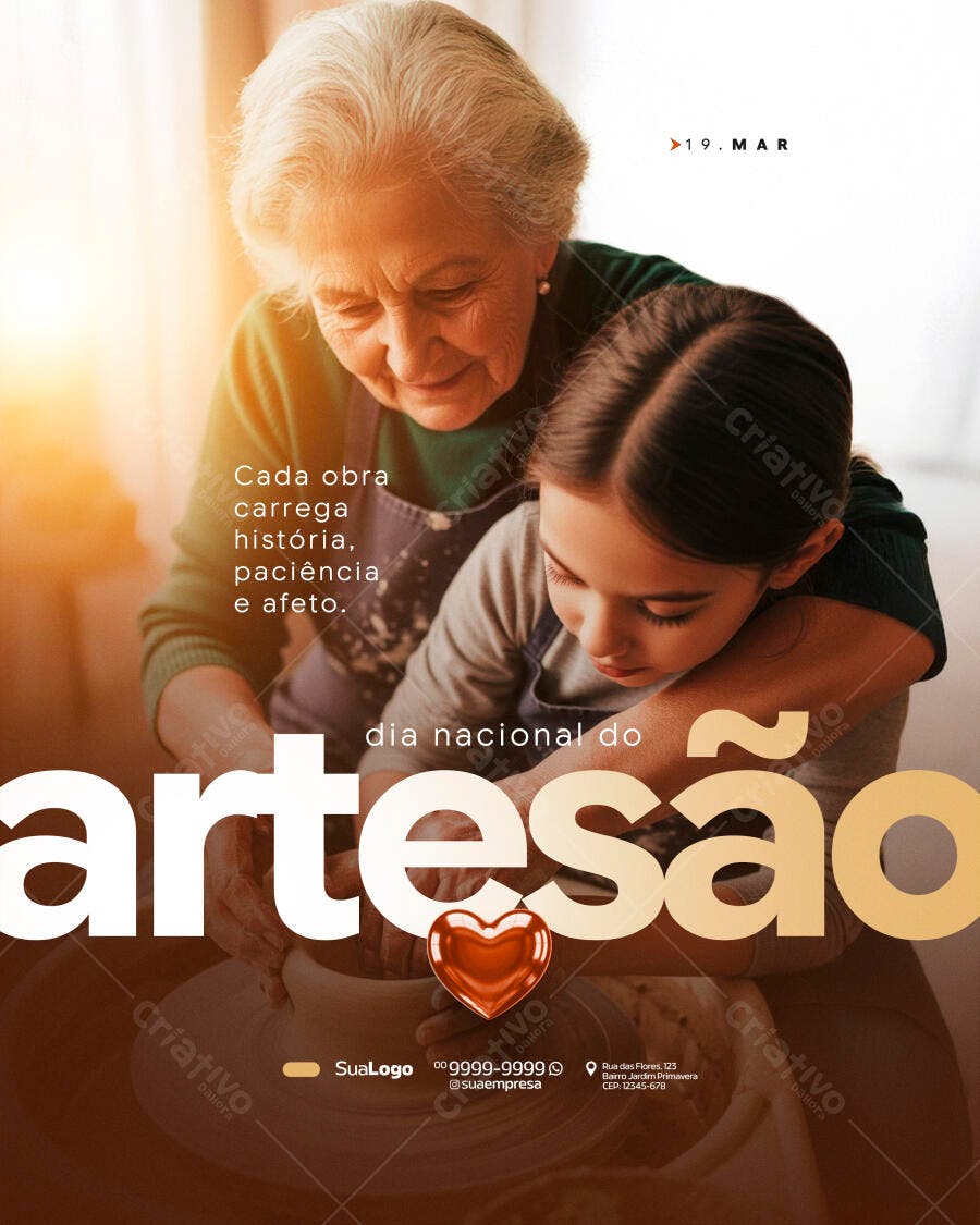 Post Instagram Dia do Artesão 19 de Março PSD Editável