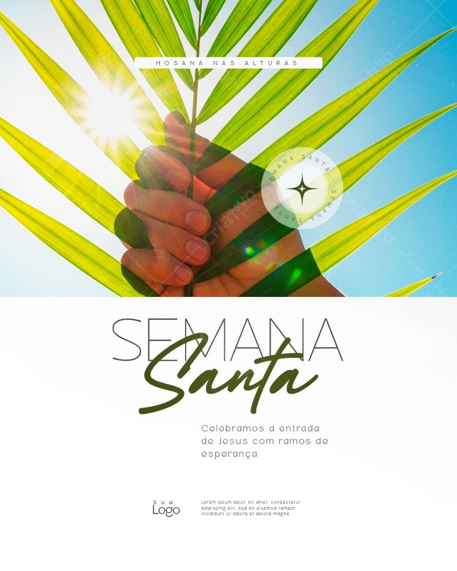 Post Instagram Semana Santa Ramos de Palmeira PSD Editável