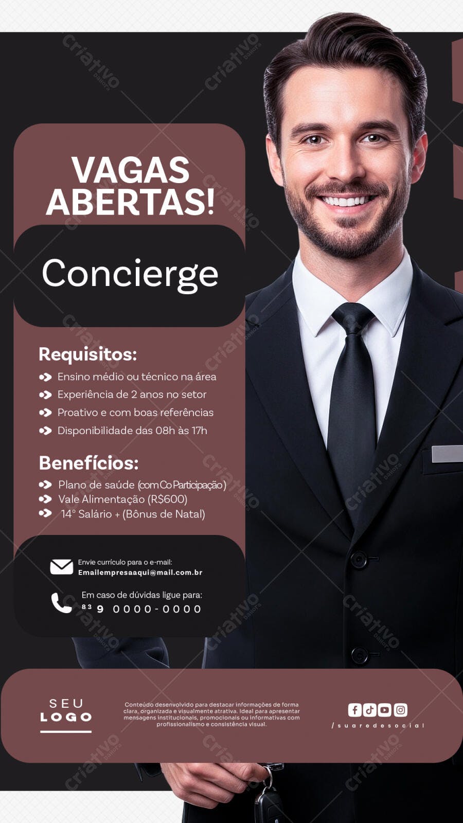 Story Instagram Vagas Abertas Concierge PSD Editável