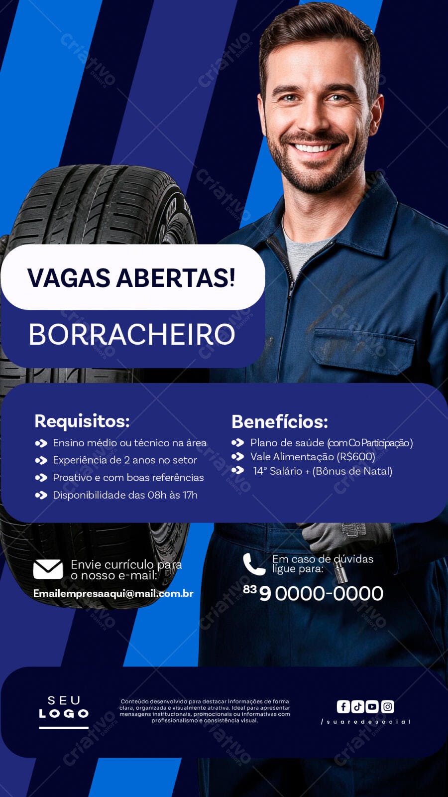 Story Instagram Vagas Borracheiro Auto Center PSD Editável