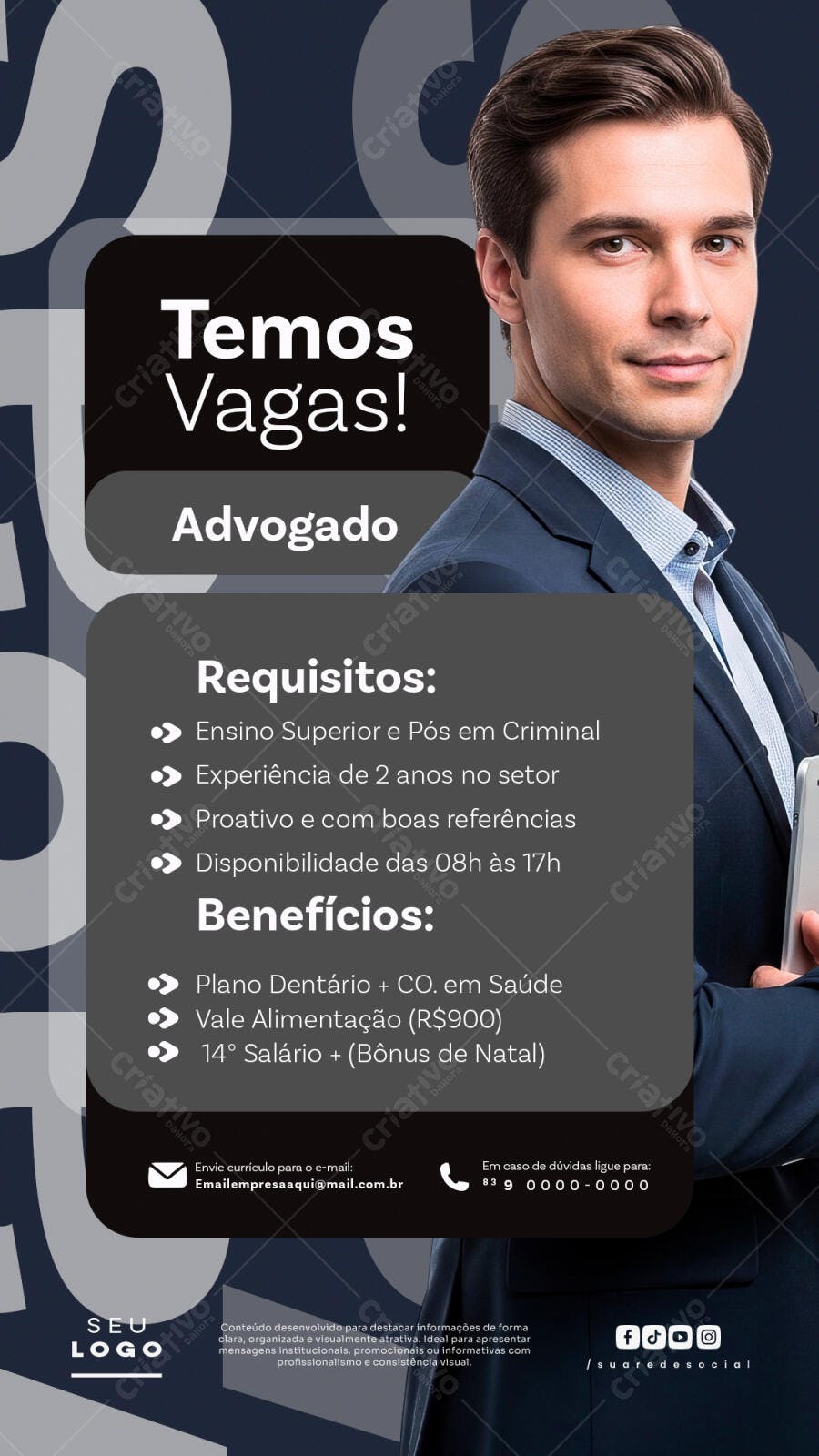 Story Vaga Advogado Recrutamento PSD Editável