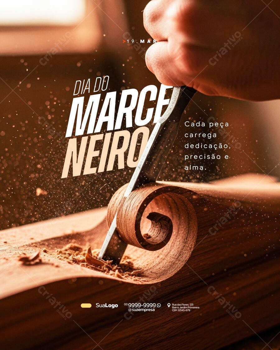 Post Dia do Marceneiro 19 de Março PSD Editável