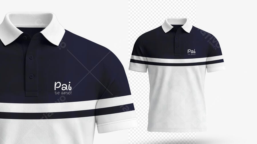 Mockup Camiseta Polo Masculina Frente Fundo Branco Editável