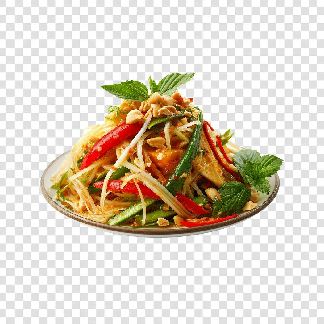 Foto Recortada Salada Tailandesa Papaya PNG Fundo Transparente