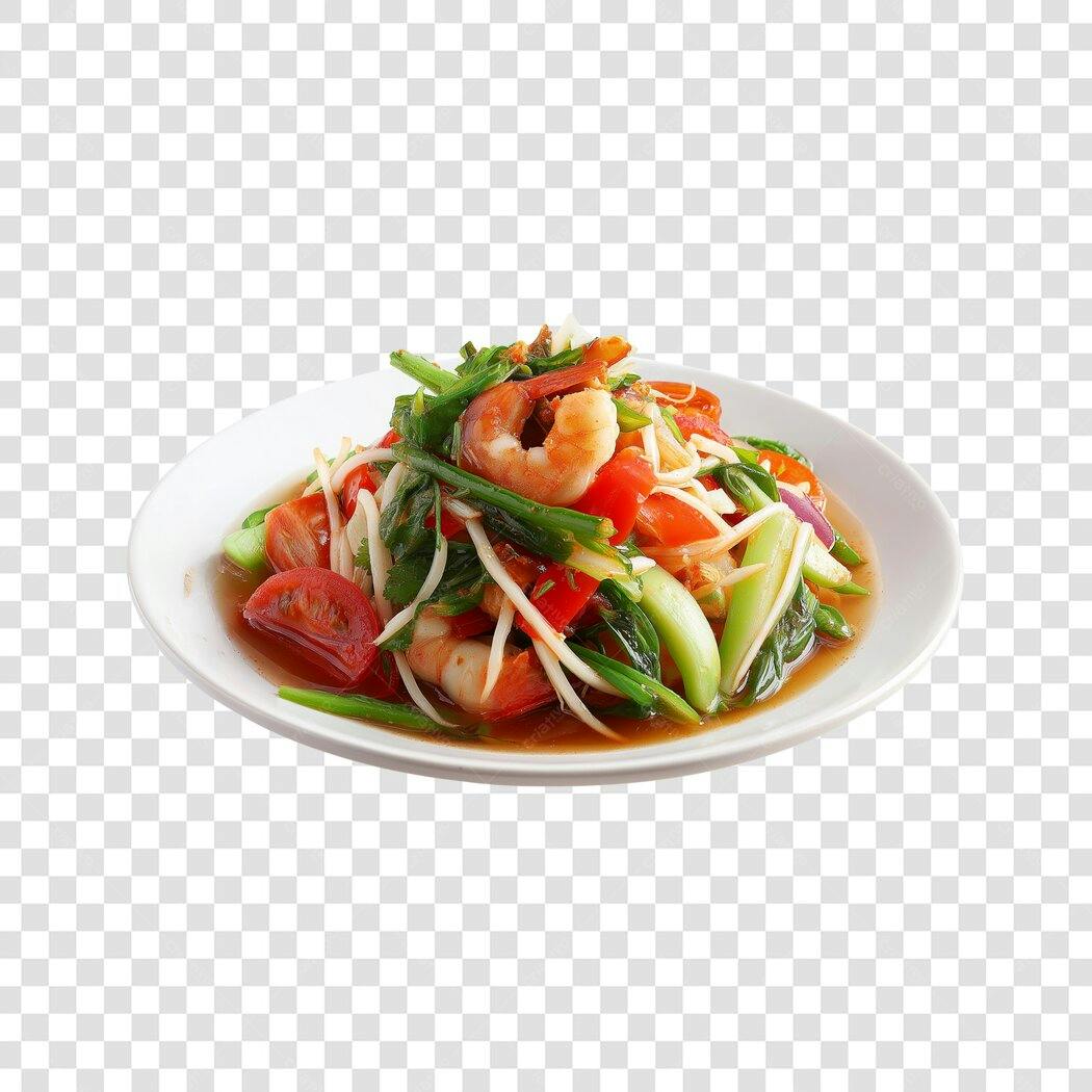 Foto Recortada Salada Tailandesa Camarão PNG Fundo Transparente
