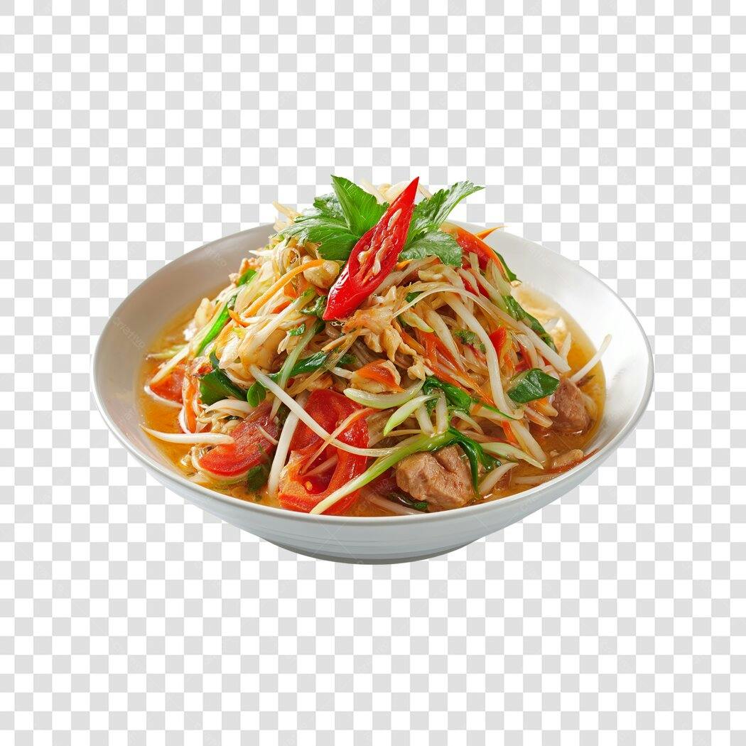 Foto Recortada Salada Tailandesa Papaya Picante PNG Fundo Transparente