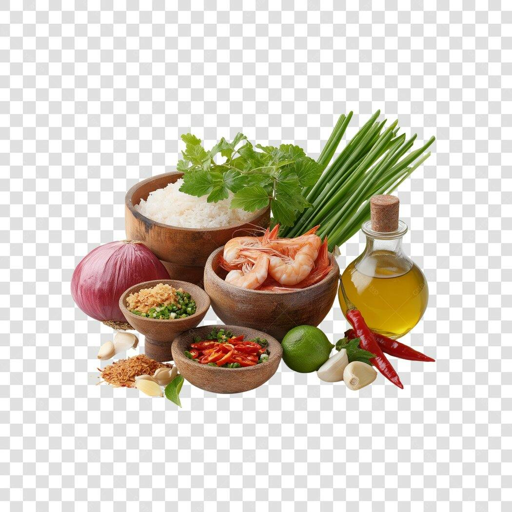Foto Recortada Ingredientes Culinária Asiática PNG Fundo Transparente