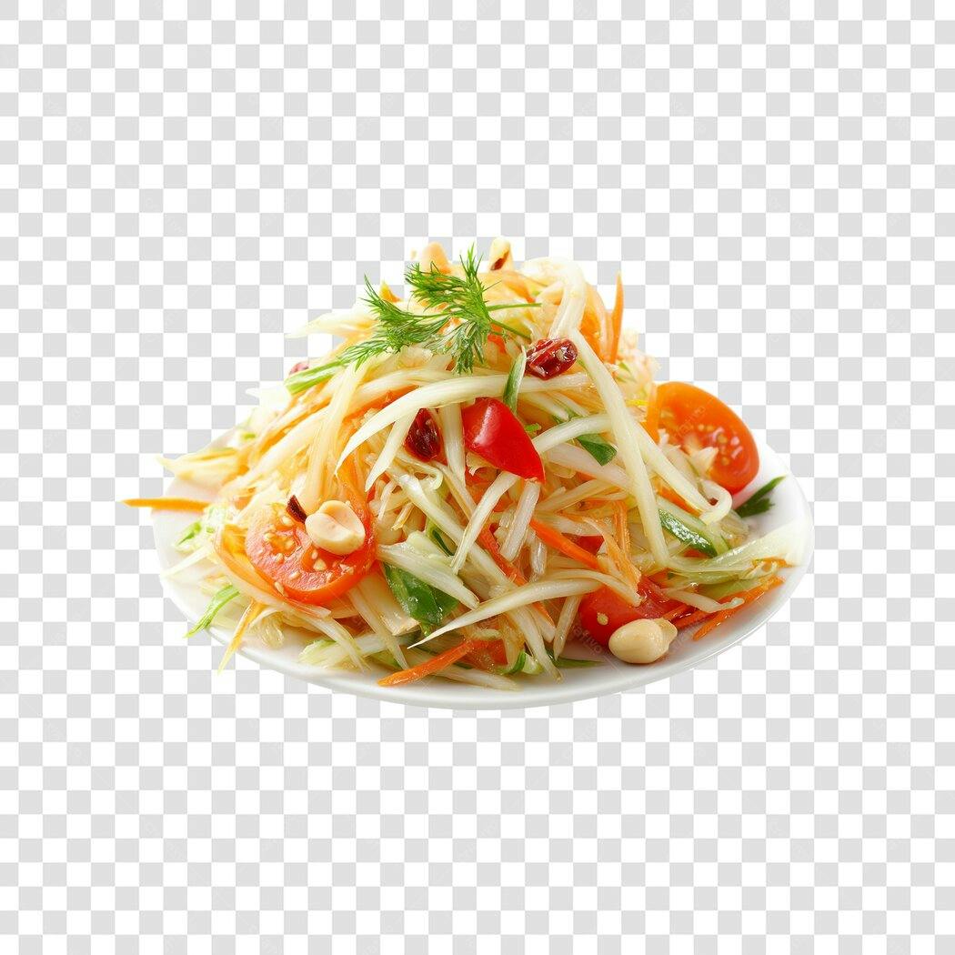 Foto Recortada Salada Tailandesa Papaya PNG Fundo Transparente