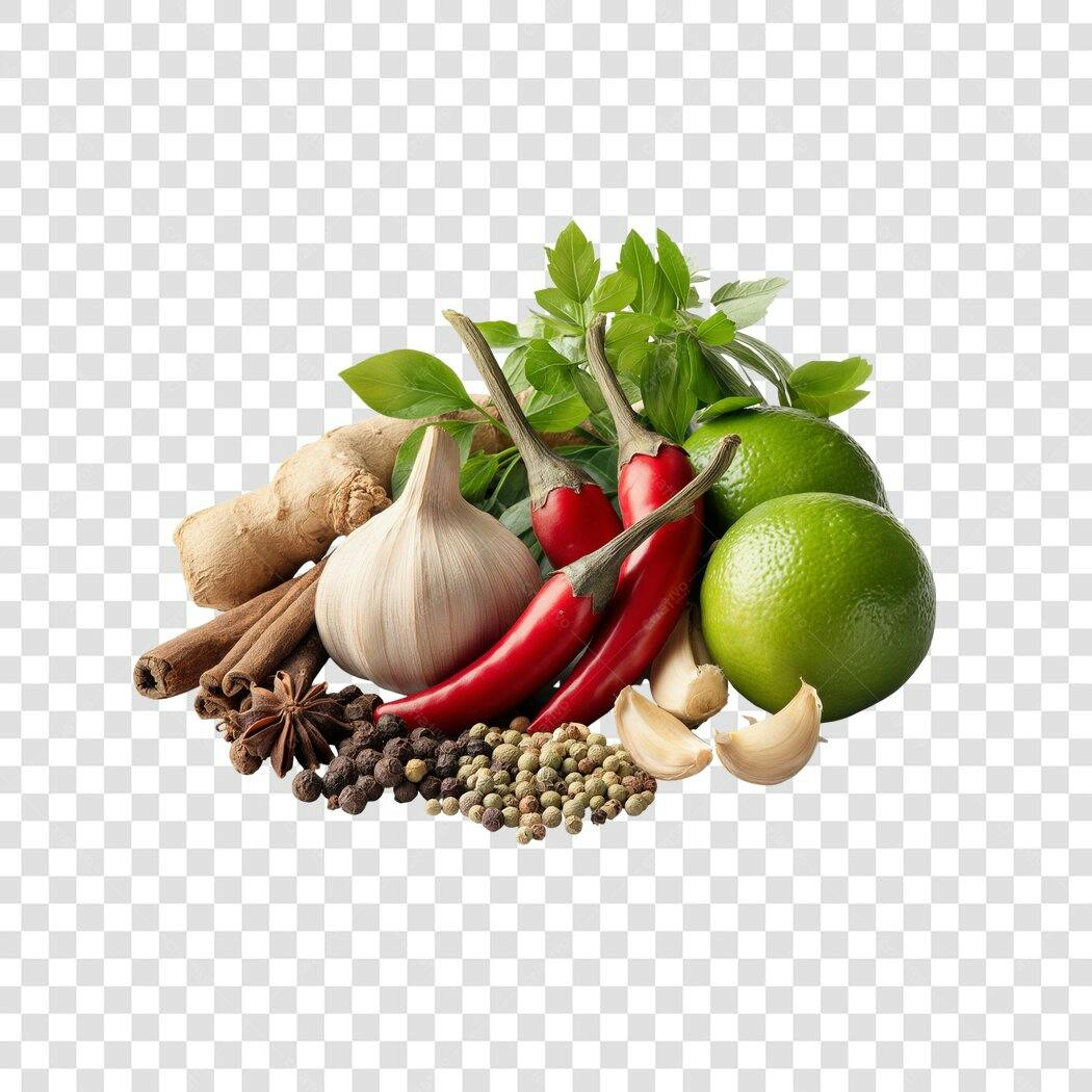 Foto Recortada Temperos Naturais Culinária PNG Fundo Transparente