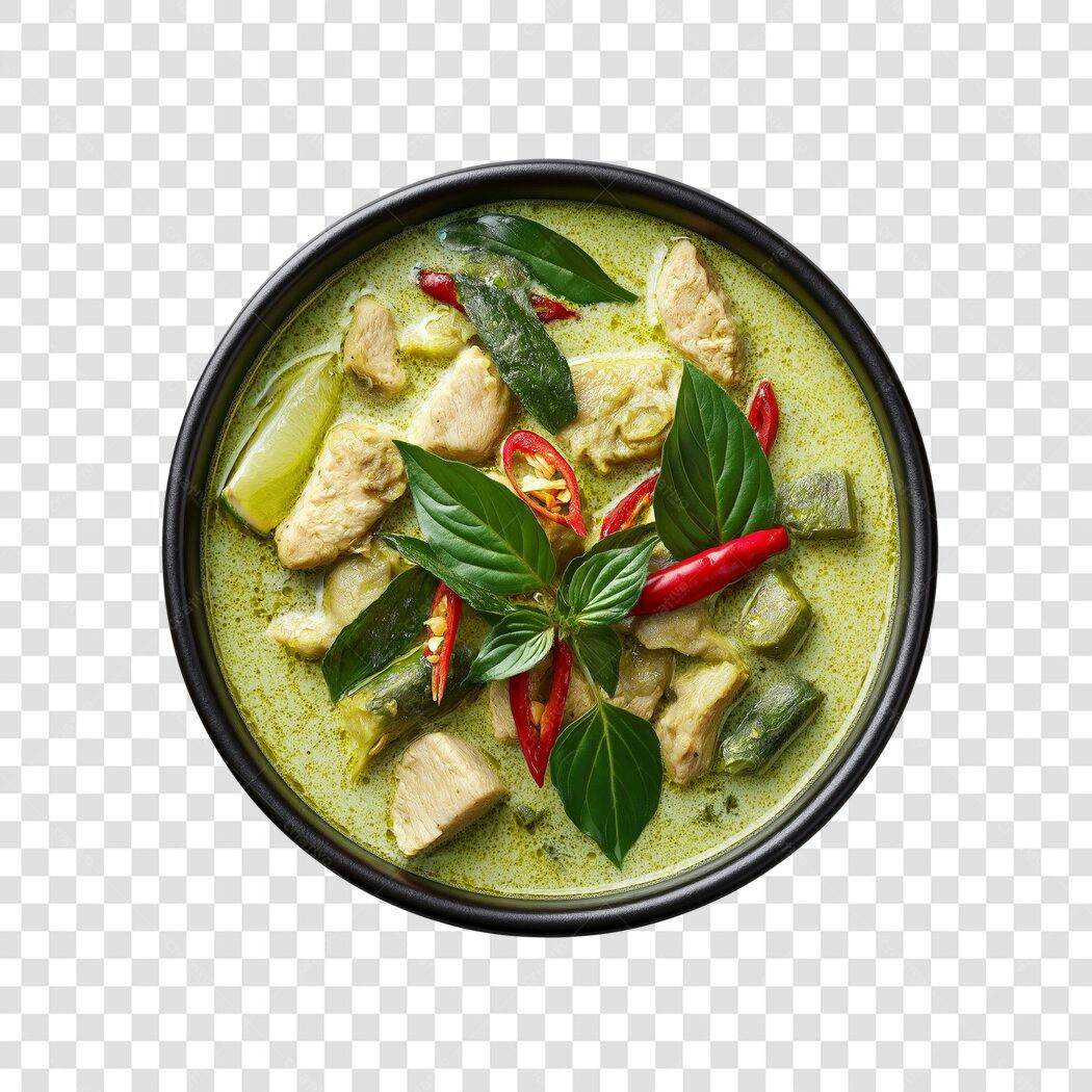 Foto Recortada Curry Verde Tailandês Comida Asiática PNG Fundo Transparente