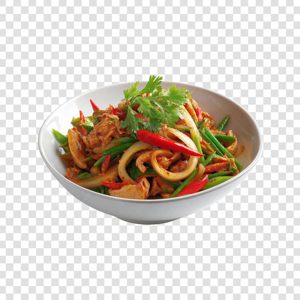 Foto Recortada Lula Frita com Pimenta e Coentro PNG Fundo Transparente