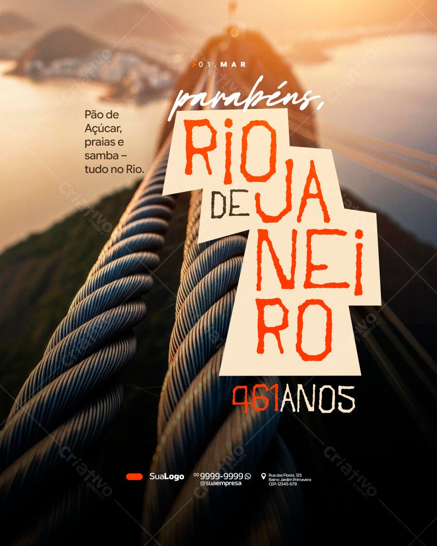 Post Instagram Aniversário Rio de Janeiro 461 Anos PSD Editável