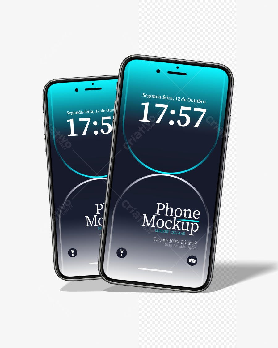 Mockup Celular Smartphone Moderno Fundo Branco Editável