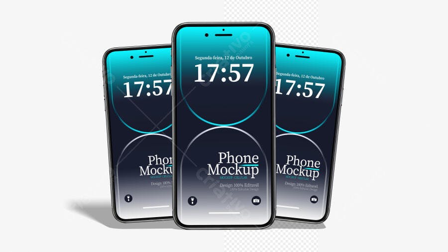 Mockup Celular Smartphone Frontal Fundo Branco Editável