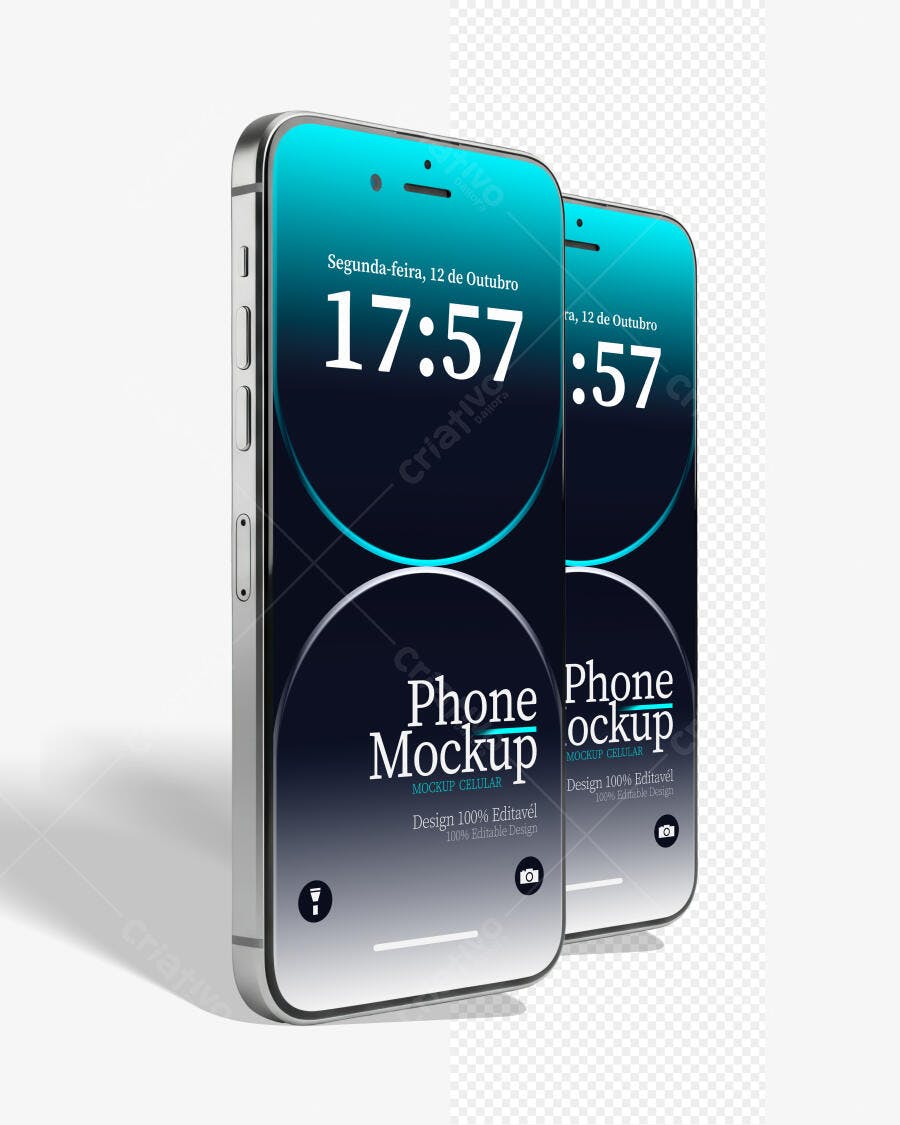 Mockup Celular Smartphone Moderno Fundo Branco Editável