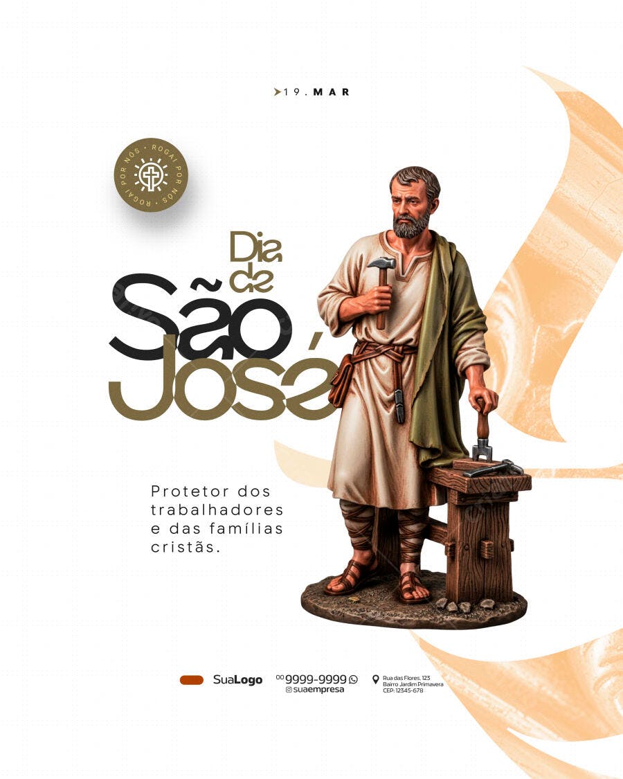Post Instagram Dia de São José 19 de Março PSD Editável