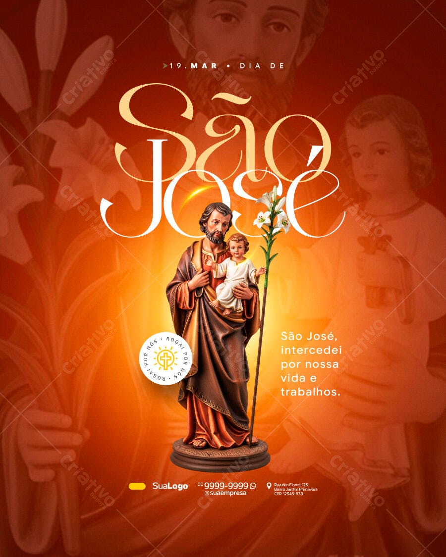Post Instagram Dia de São José 19 de Março PSD Editável
