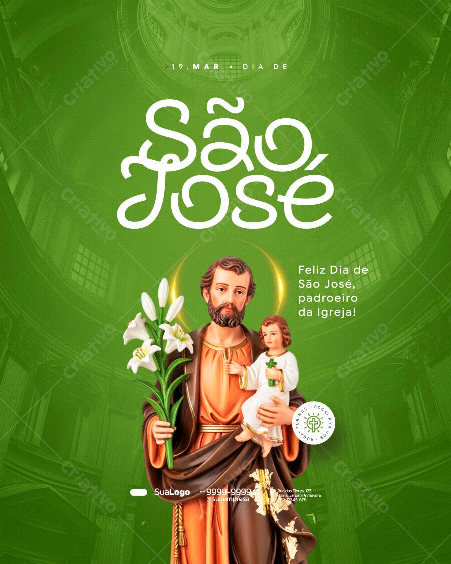 Post Instagram Dia de São José 19 de Março PSD Editável