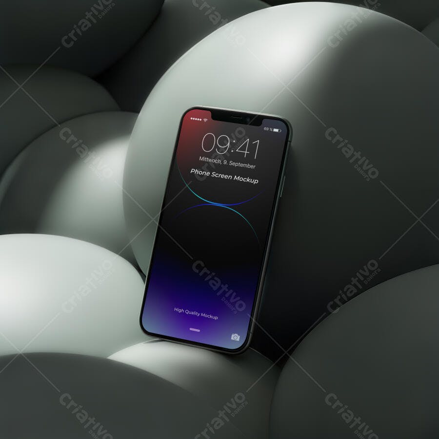 Mockup Celular iPhone Tela Frontal Minimalista Editável
