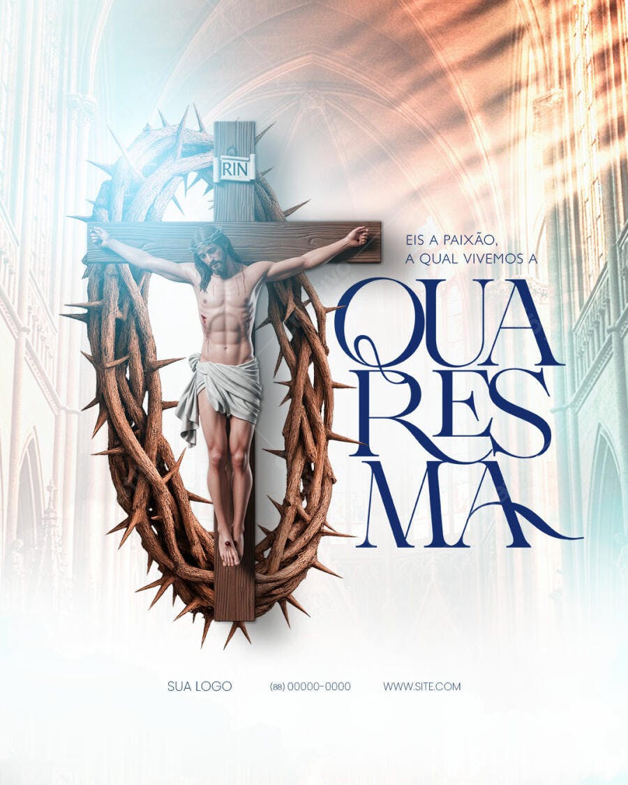 Post Quaresma Igreja Católica PSD Editável