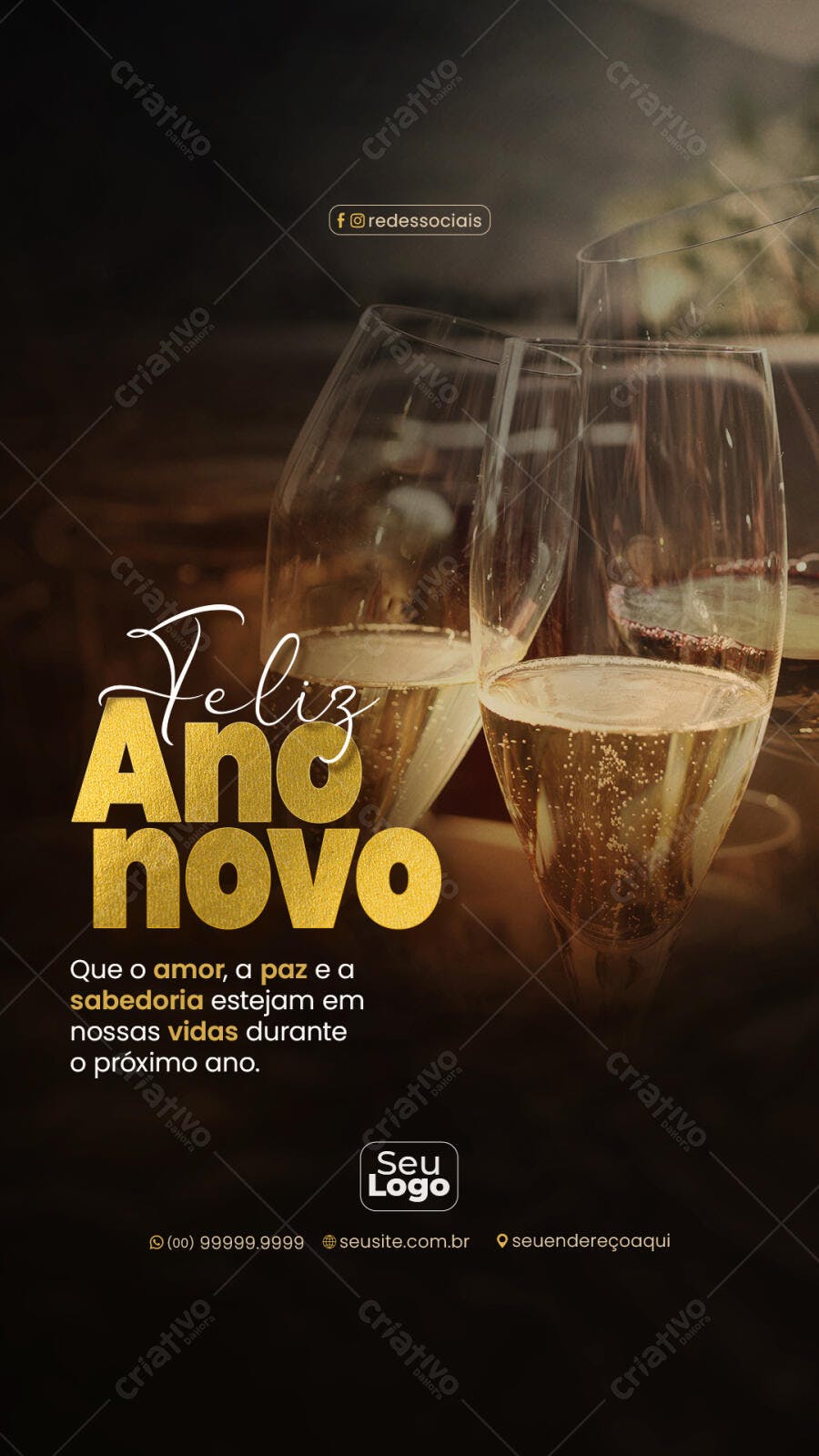 Story Instagram Feliz Ano Novo Réveillon PSD Editável