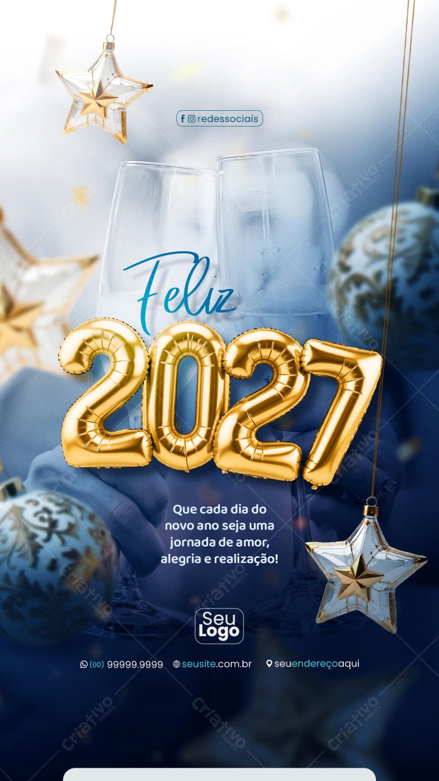 Story Instagram Feliz Ano Novo 2027 PSD Editável