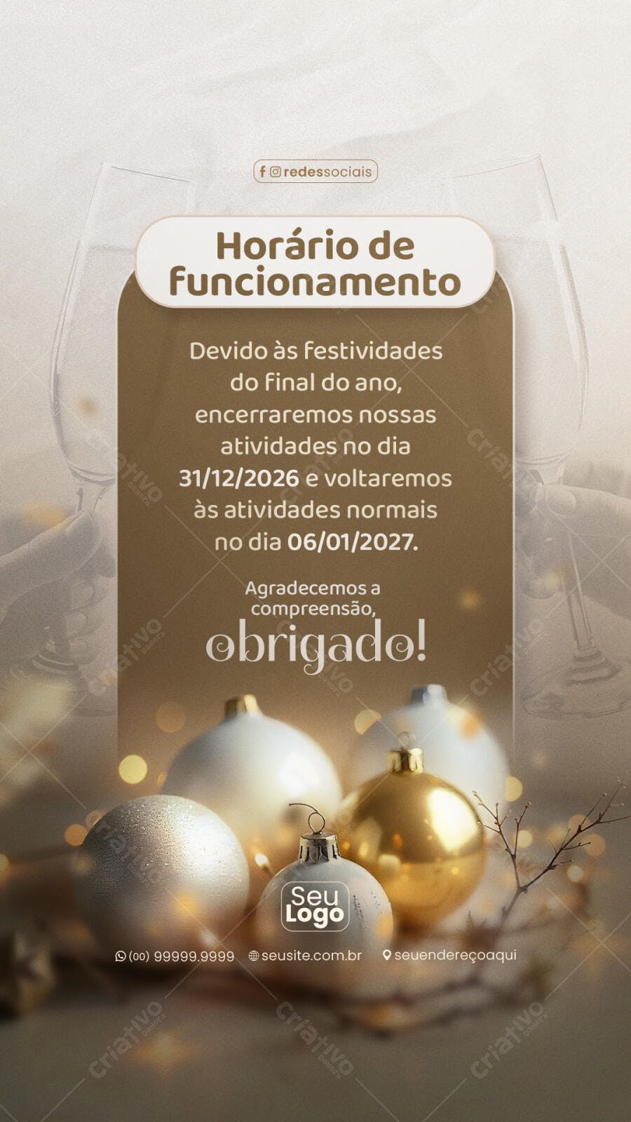 Story Instagram Horário Funcionamento Fim de Ano PSD Editável