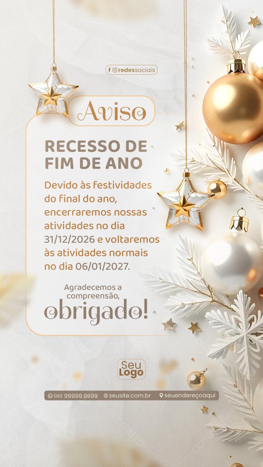Story Recesso Fim de Ano Natal Ano Novo PSD Editável