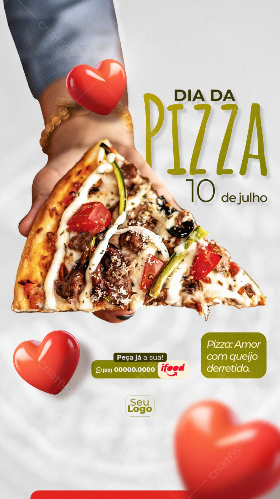 Story Dia da Pizza 10 de Julho Pizzaria PSD Editável