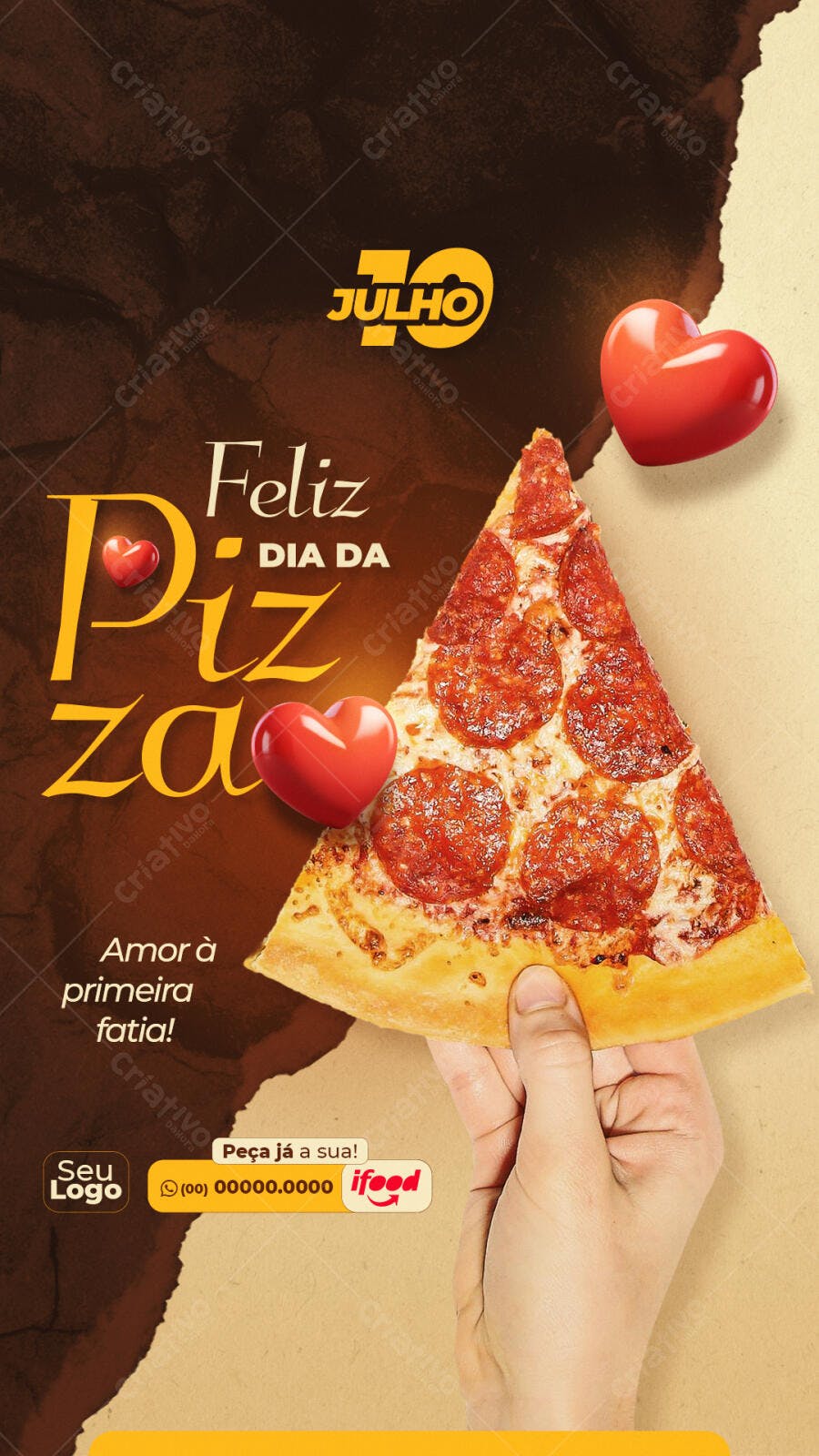 Story Instagram Dia da Pizza 10 de Julho Pizzaria PSD Editável