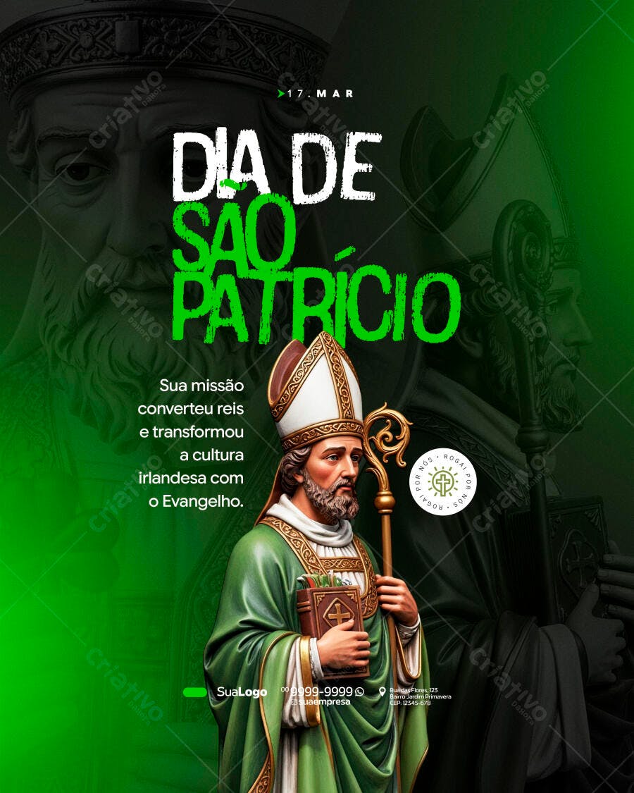 Post Instagram Dia de São Patrício 17 de Março PSD Editável