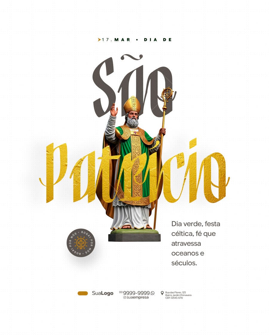 Post Instagram Dia de São Patrício 17 de Março PSD Editável