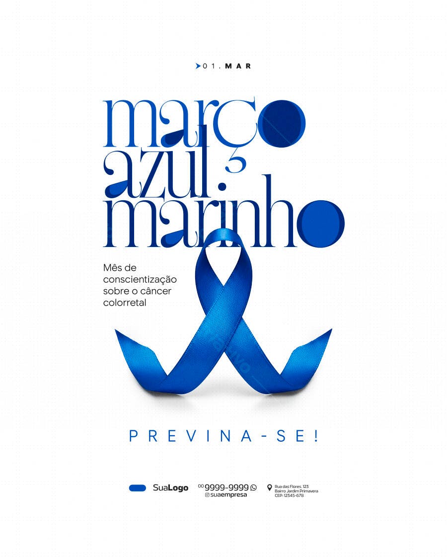 Post Instagram Março Azul Marinho Conscientização PSD Editável